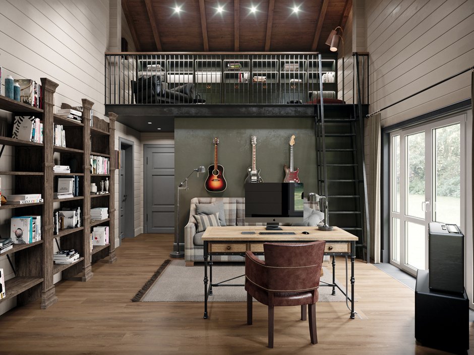 Фотография: Кабинет в стиле Лофт, Современный, Дом, Проект недели, Московская область, 4 и больше, Более 90 метров, Aiya Design, ПРЕМИЯ INMYROOM – фото на INMYROOM