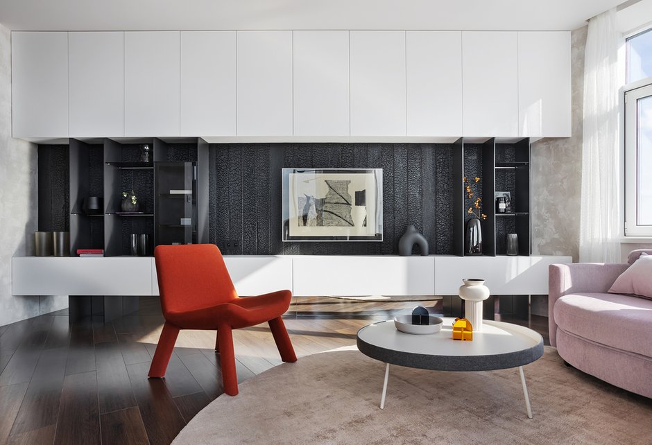 Фотография: Гостиная в стиле Современный, Квартира, Проект недели, Екатеринбург, 3 комнаты, Более 90 метров, Евгений Швецов – фото на INMYROOM