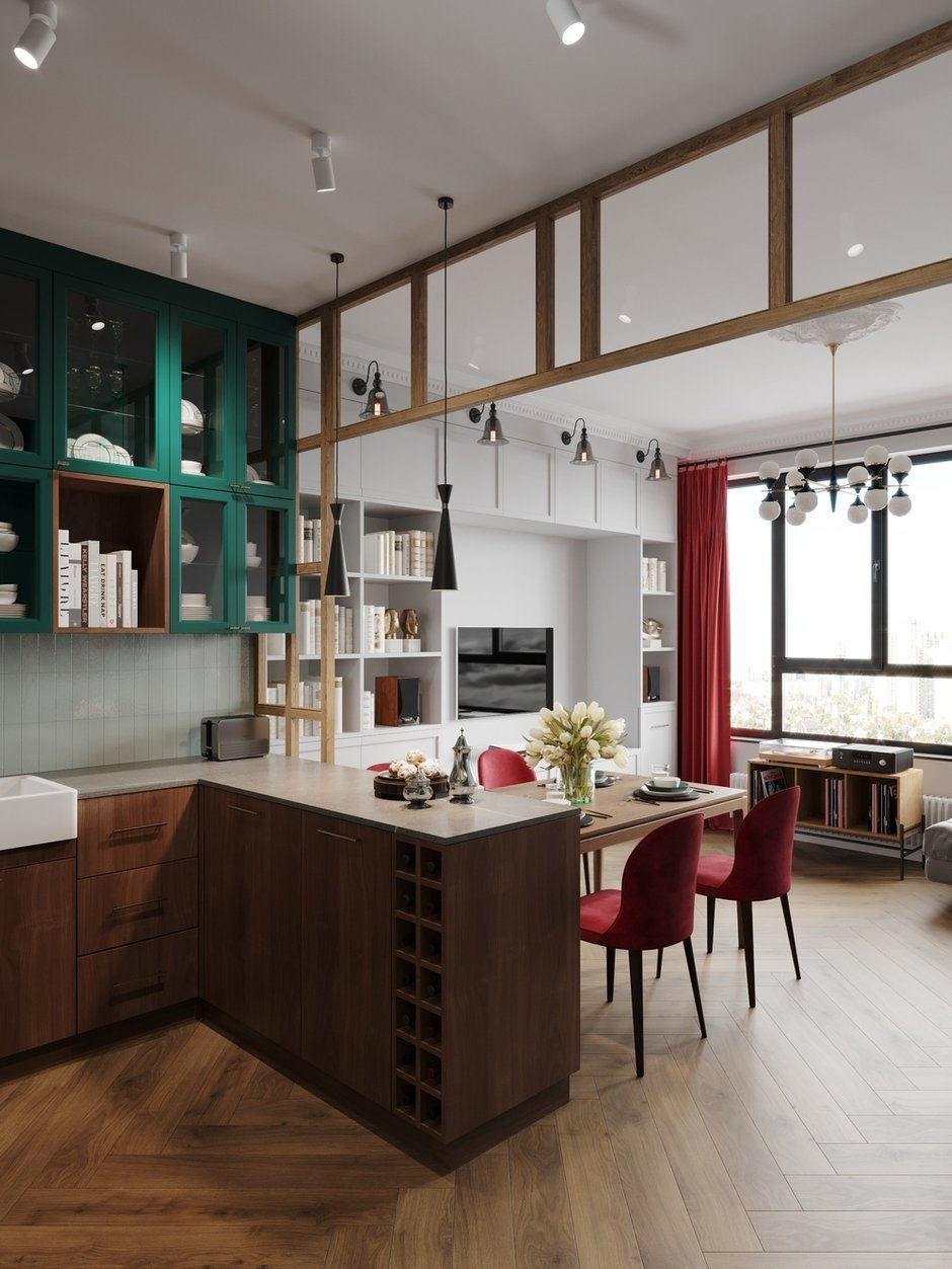 Фотография: Кухня и столовая в стиле Современный, Эклектика, Квартира, Проект недели, Москва, 3 комнаты, 60-90 метров, Более 90 метров, Олеся Березовская, DesignStudio13 – фото на INMYROOM