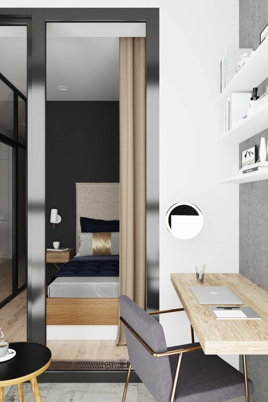 Фотография: Кабинет в стиле Современный, Квартира, Проект недели, Москва, Geometrium, Монолитный дом, 2 комнаты, 40-60 метров – фото на INMYROOM