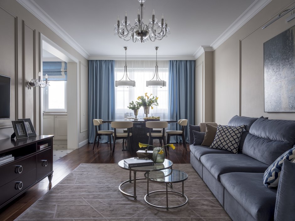 Фотография: Гостиная в стиле Классический, Современный, Квартира, Проект недели, Москва, Лидия Большакова, 4 и больше, Более 90 метров – фото на INMYROOM