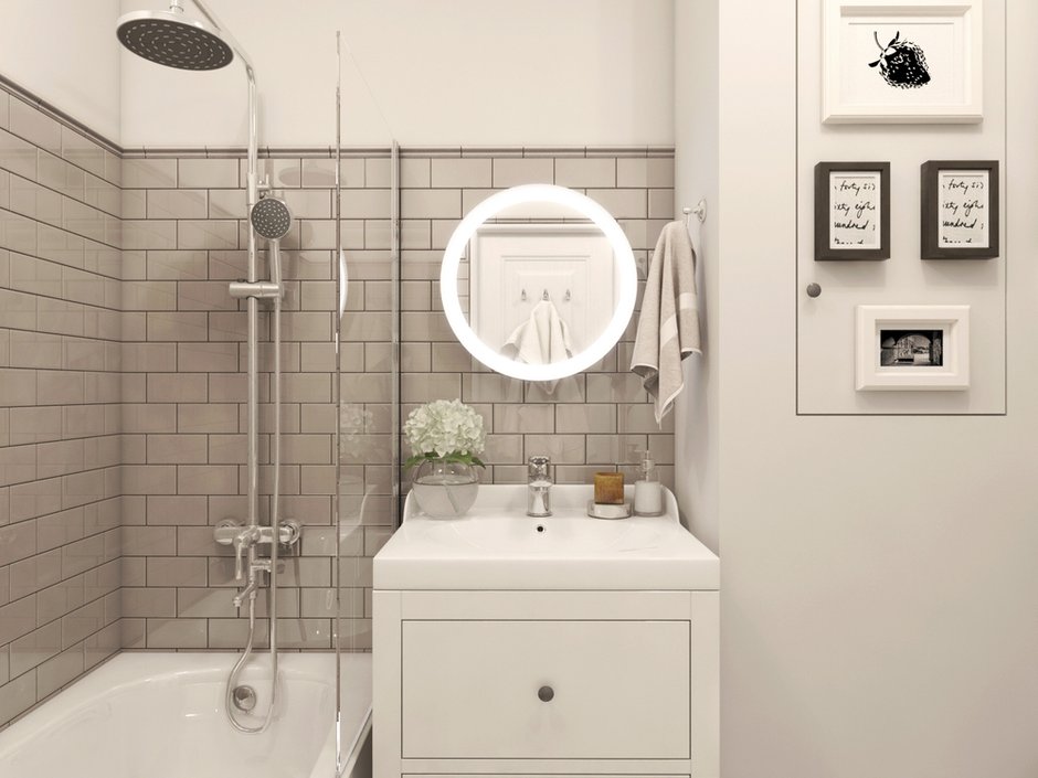 Фотография: Ванная в стиле Современный, Квартира, Проект недели, Москва, Яна Волкова, Юрий Волков, Студия Волковых, Панельный дом, 2 комнаты, 40-60 метров – фото на INMYROOM