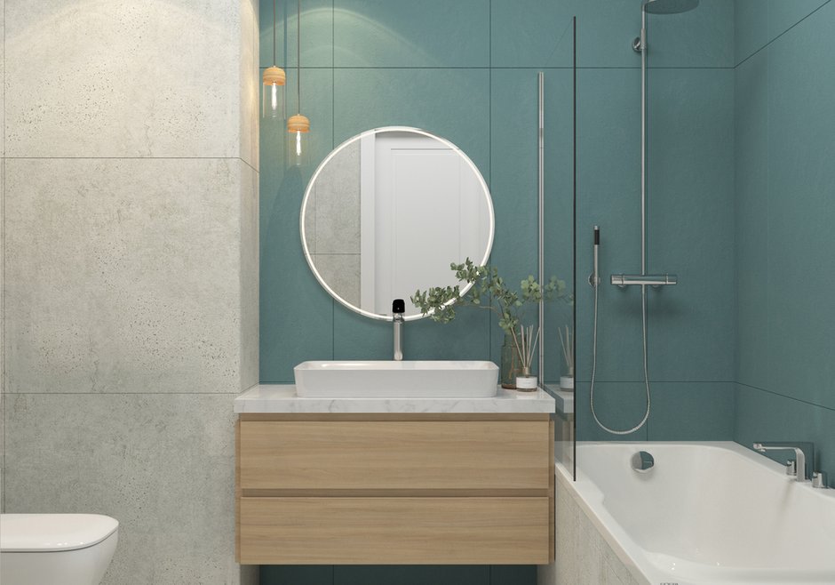 Фотография: Ванная в стиле Современный, Скандинавский, Квартира, Проект недели, 2 комнаты, 60-90 метров, Марина Меренкова, Пушкино – фото на INMYROOM