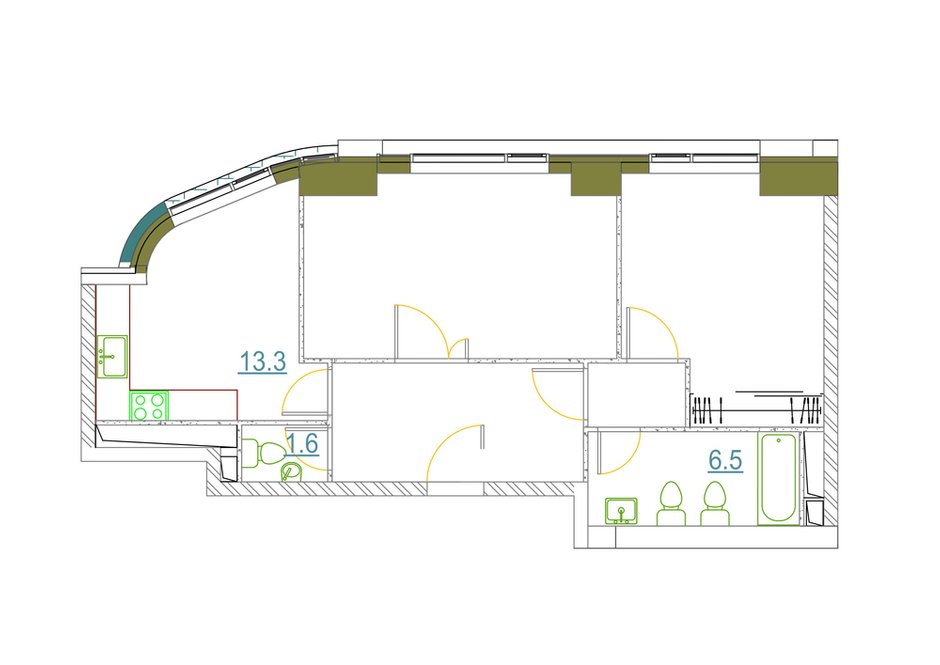 Фотография: Планировки в стиле , Квартира, Перепланировка, Москва, Наталья Преображенская, Монолитный дом, 2 комнаты, 60-90 метров, ЖК «Символ» – фото на INMYROOM