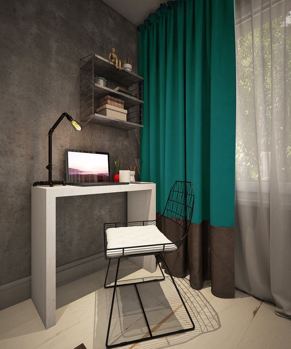 Фотография: Кабинет в стиле Лофт, Малогабаритная квартира, Квартира, Московская область, II-49, Панельный дом, 2 комнаты, 40-60 метров, Диана Пономарева – фото на INMYROOM