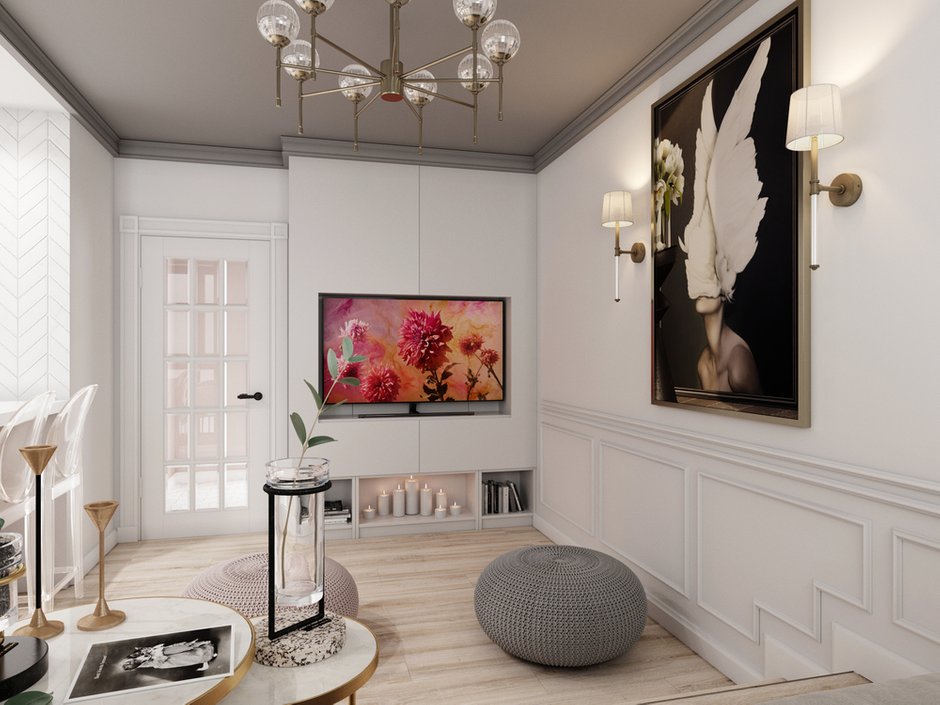 Фотография: Гостиная в стиле Современный, Малогабаритная квартира, Квартира, Студия, Проект недели, Санкт-Петербург, Монолитный дом, до 40 метров, Яна Грошева, Диана Бгданова – фото на INMYROOM