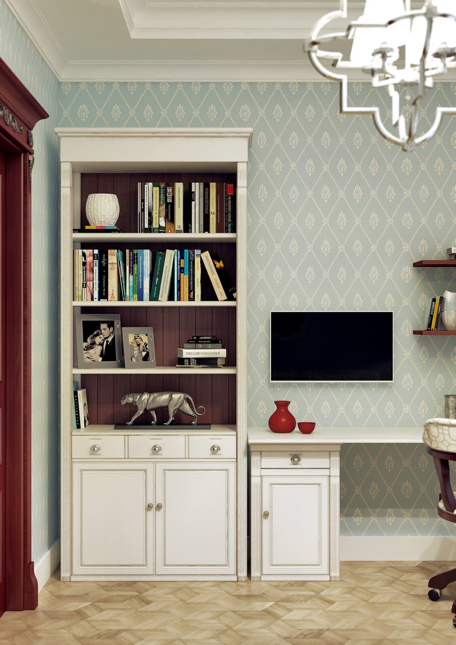 Фотография: Кабинет в стиле Классический, Квартира, Проект недели, Москва, Монолитный дом, 4 и больше, Более 90 метров, Юлия Панфилова – фото на INMYROOM