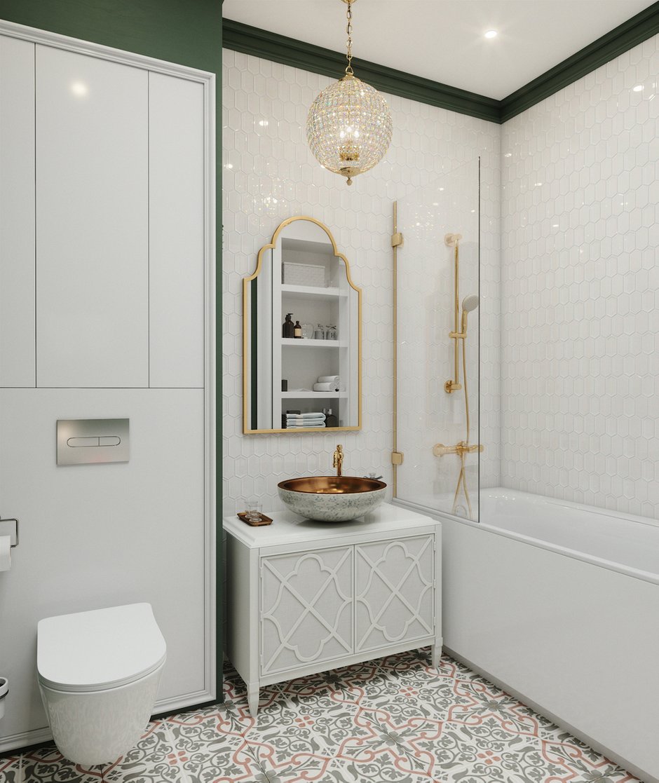 Фотография: Ванная в стиле Классический, Восточный, Эклектика, Квартира, Проект недели, Монолитный дом, 2 комнаты, 40-60 метров, 60-90 метров, Истра, Andrei Lobin Design Buro, Андрей Лобин – фото на INMYROOM