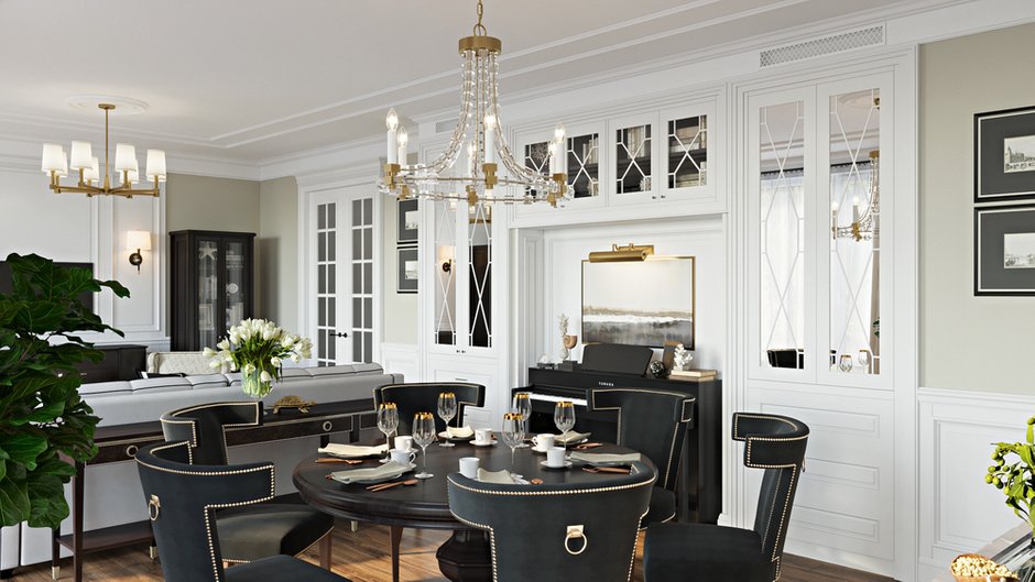 Фотография: Кухня и столовая в стиле Классический, Современный, Квартира, Москва, Монолитный дом, 3 комнаты, Более 90 метров, #эксклюзивныепроекты, True interior – фото на INMYROOM