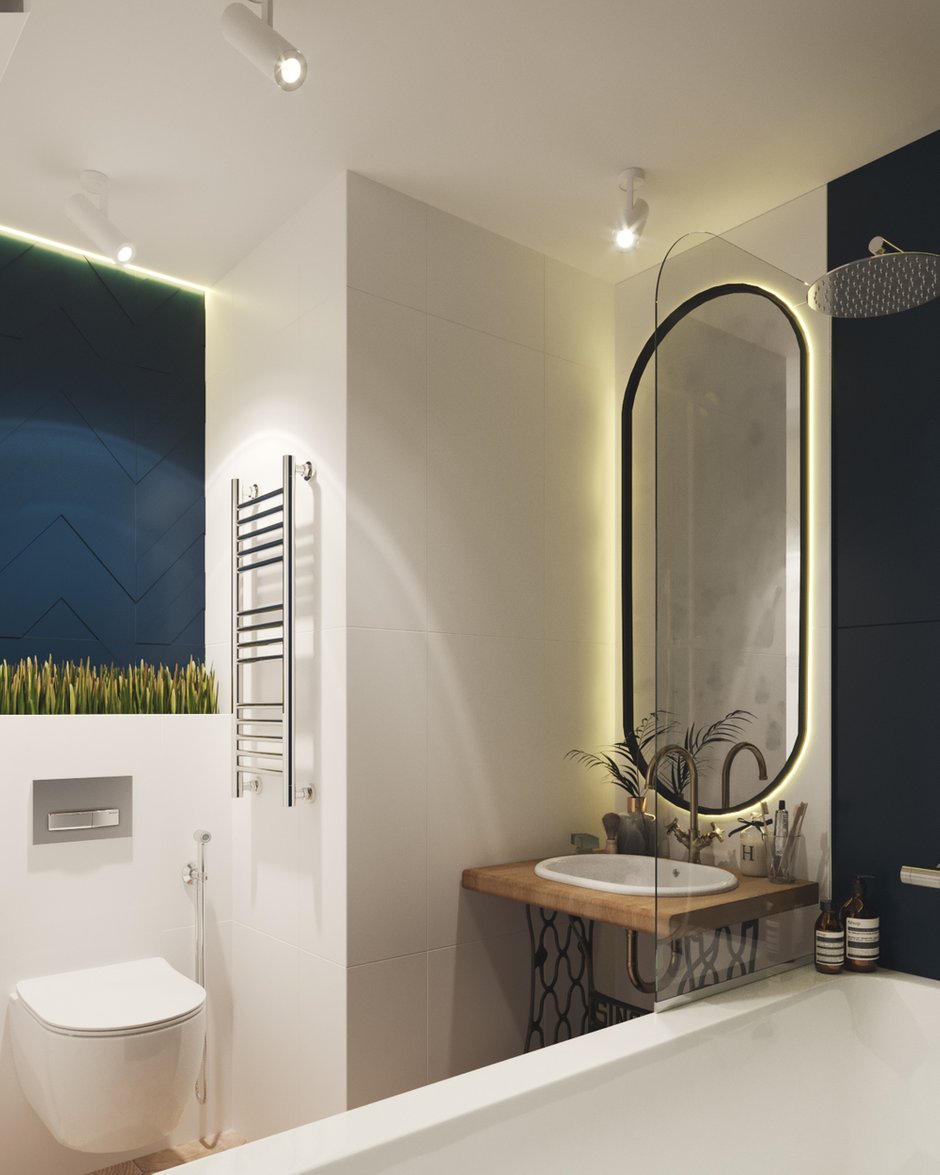 Фотография: Ванная в стиле Современный, Квартира, Проект недели, Москва, Юлия Чернова, Кирпичный дом, 3 комнаты, 60-90 метров – фото на INMYROOM