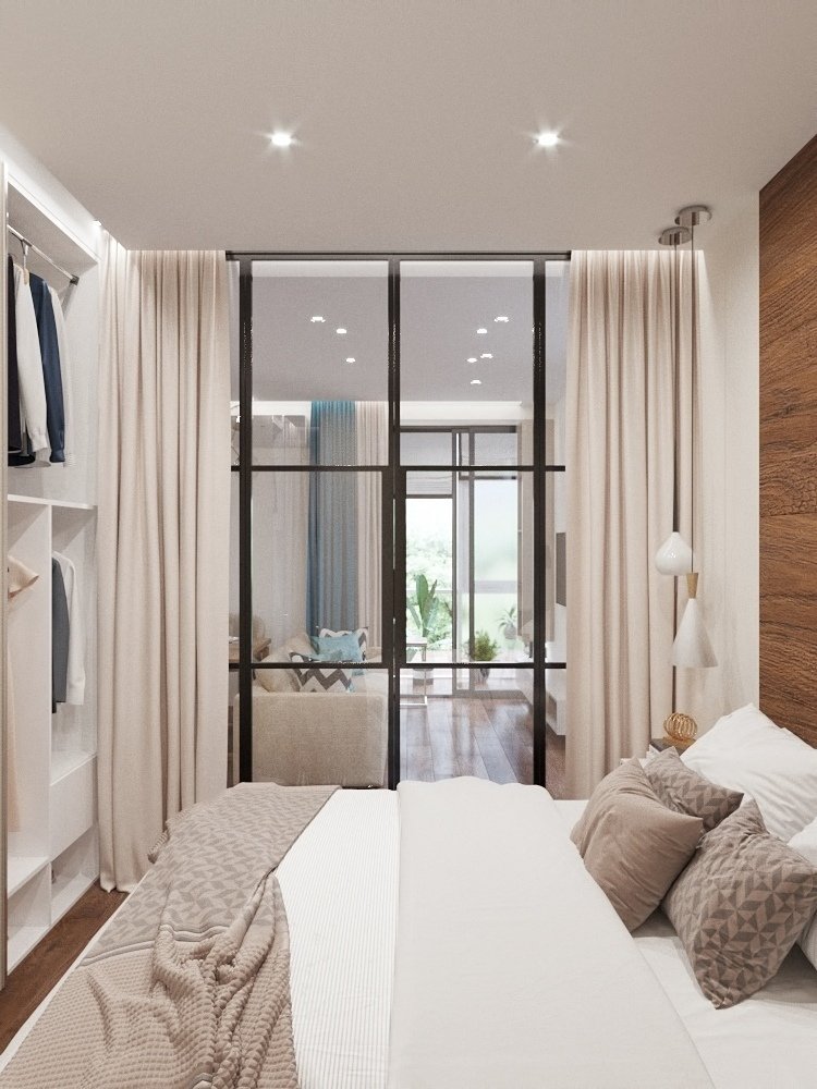 Фотография: Спальня в стиле Современный, Квартира, Проект недели, Химки, Монолитный дом, 3 комнаты, 60-90 метров, Анна Русскина – фото на INMYROOM