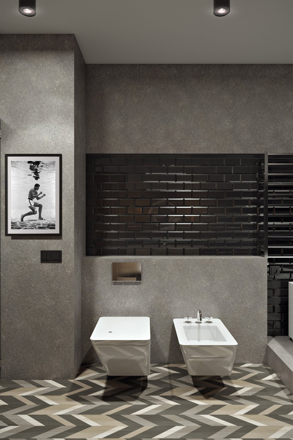 Фотография: Ванная в стиле Лофт, Квартира, Проект недели, Москва, Диана Мальцева, новостройка, Монолитный дом, 2 комнаты, 60-90 метров – фото на INMYROOM