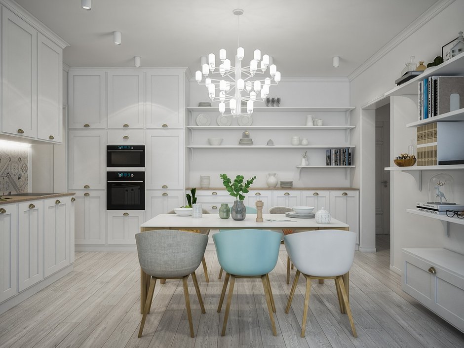 Фотография: Кухня и столовая в стиле Скандинавский, Квартира, Проект недели, Москва, 4 и больше, 60-90 метров, «Точка дизайна» – фото на INMYROOM