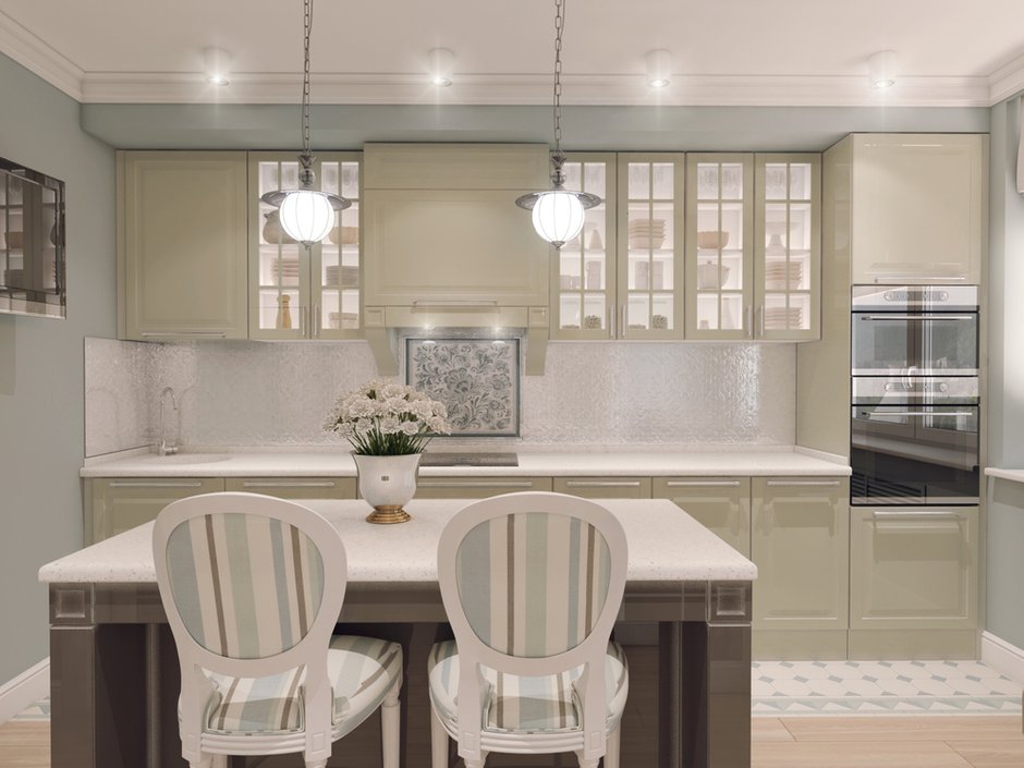 Фотография: Кухня и столовая в стиле Классический, Современный, Квартира, Проект недели, Красногорск, Московская область, Яна Волкова, Юрий Волков, Студия Волковых, новостройка, Монолитный дом, 3 комнаты, Более 90 метров – фото на INMYROOM