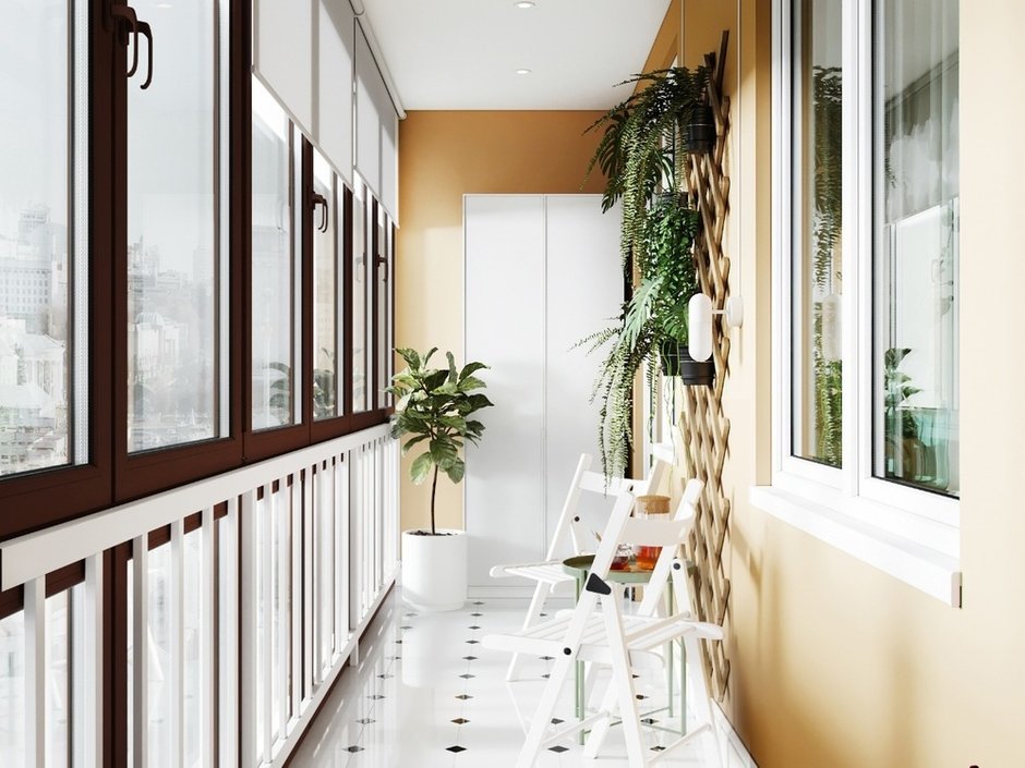 Фотография: Балкон в стиле Современный, Эко, Кухня и столовая, Ванная, Гостиная, Квартира, Белый, Проект недели, Бежевый, Серый, 1 комната, до 40 метров, ПРЕМИЯ INMYROOM – фото на INMYROOM