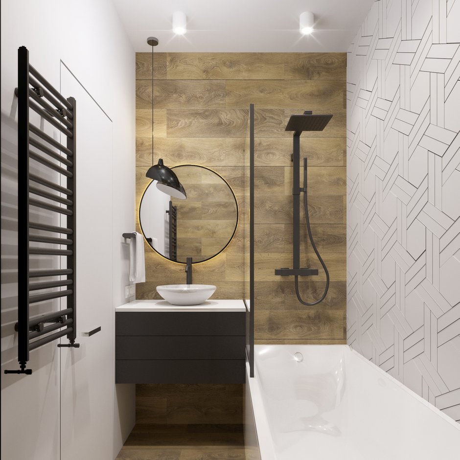 Фотография: Ванная в стиле Современный, Скандинавский, Квартира, Проект недели, Москва, 3 комнаты, 60-90 метров, Александра Гартке – фото на INMYROOM