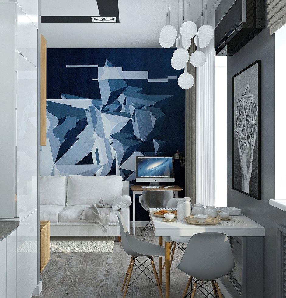 Фотография:  в стиле , Малогабаритная квартира, Квартира, Проект недели, Москва, Сталинка, 2 комнаты, до 40 метров, Антон Юров, Денис Юров, Yurov Interiors – фото на INMYROOM