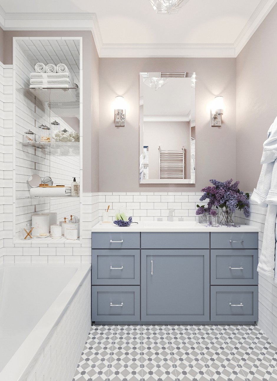 Фотография: Ванная в стиле Классический, Современный, Квартира, Проект недели, Москва, Монолитный дом, 3 комнаты, 60-90 метров, Ольга Бойцова – фото на INMYROOM