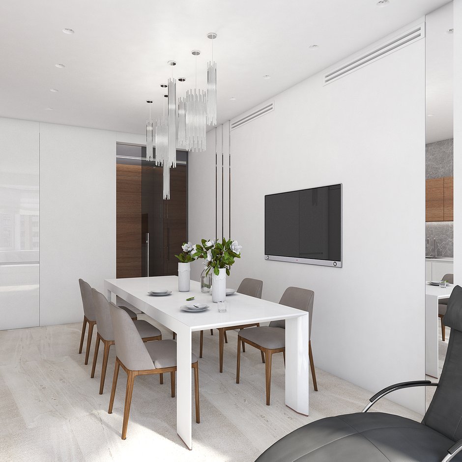 Фотография: Кухня и столовая в стиле Современный, Квартира, Минимализм, Проект недели, Санкт-Петербург, Монолитный дом, 2 комнаты, Более 90 метров, Background studio – фото на INMYROOM