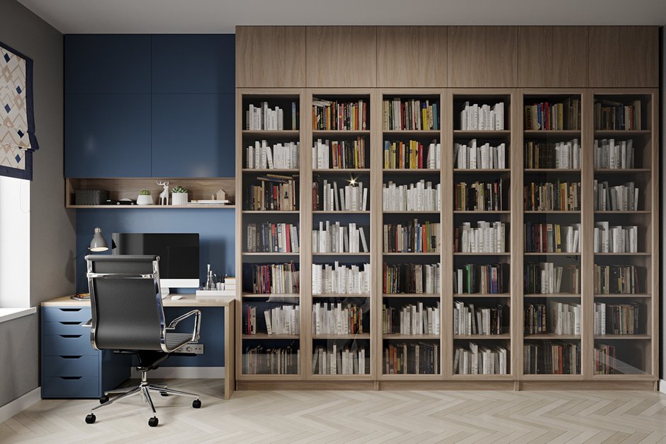 Фотография: Кабинет в стиле Современный, Квартира, Проект недели, Москва, Сталинка, 3 комнаты, 60-90 метров, Более 90 метров, Наталья Мердина – фото на INMYROOM