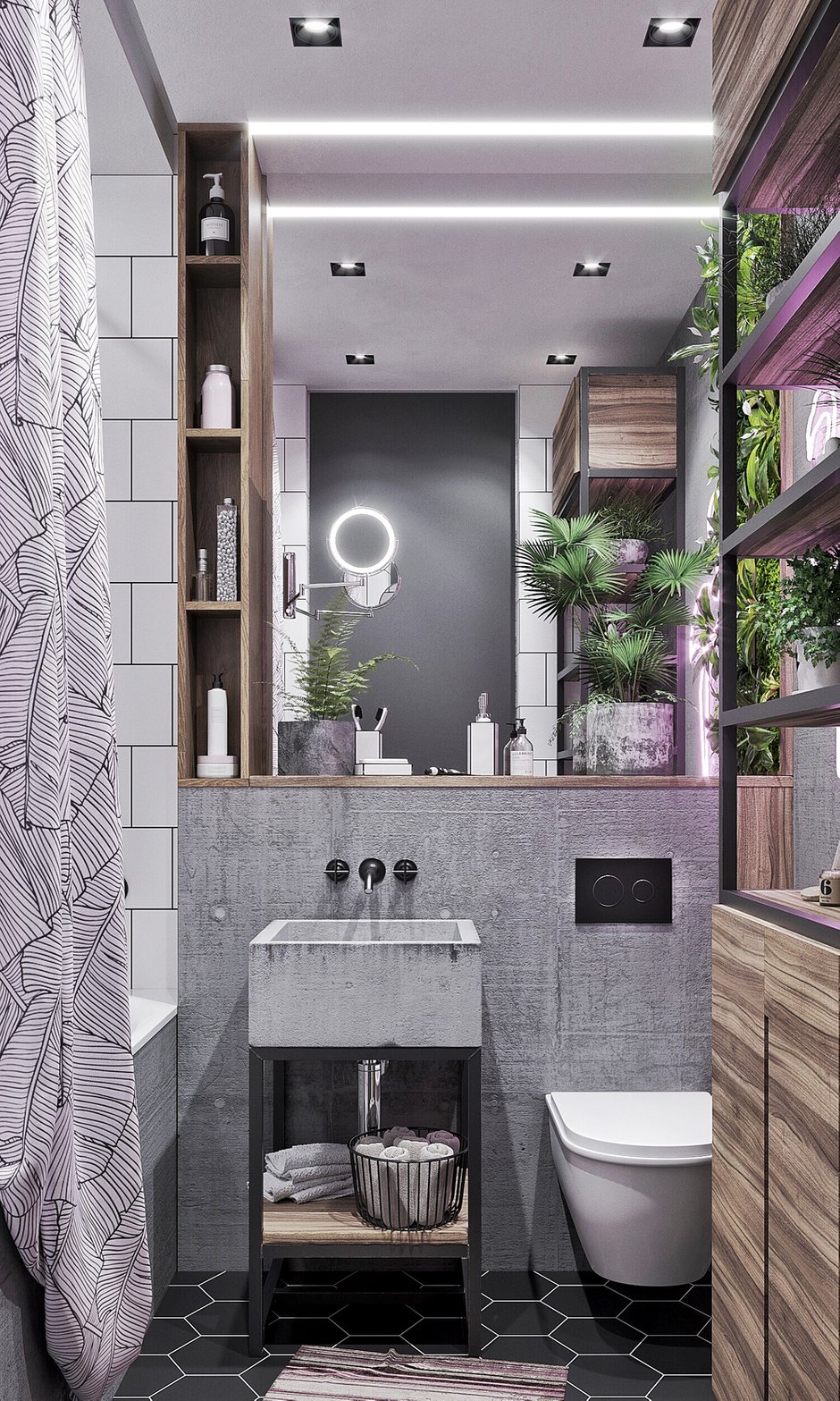 Фотография: Ванная в стиле Лофт, Эклектика, Квартира, Россия, Проект недели, Серый, Розовый, Екатеринбург, Монолитный дом, 2 комнаты, 40-60 метров, IN MY BOX – фото на INMYROOM