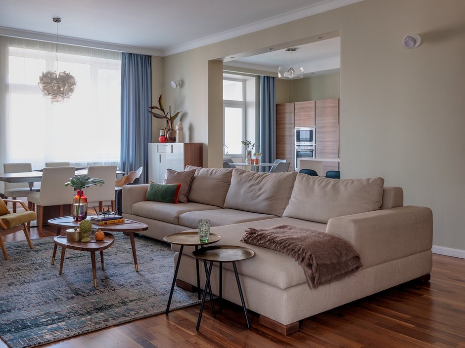 Фотография: Гостиная в стиле Современный, Квартира, Проект дня, 3 комнаты, Более 90 метров, Екатерина Беликова – фото на INMYROOM