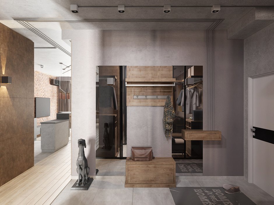 Фотография: Прихожая в стиле Лофт, Современный, Квартира, Проект недели, Евгения Ермолаева, EEDS, 2 комнаты, 60-90 метров, Монолитно-кирпичный, ЖК Квартал 9/18 – фото на INMYROOM
