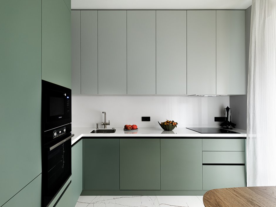 Фотография: Кухня и столовая в стиле Современный, Квартира, Проект дня, Москва, Монолитный дом, 2 комнаты, 40-60 метров, Анна Водянова, Екатерина Абдуллина – фото на INMYROOM