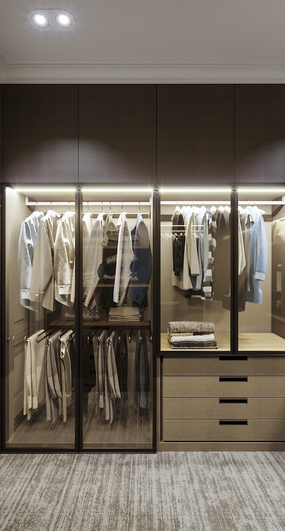 Фотография: Гардеробная в стиле Современный, Квартира, Проект недели, Новосибирск, студия Mango, Монолитный дом, 3 комнаты, Более 90 метров – фото на INMYROOM