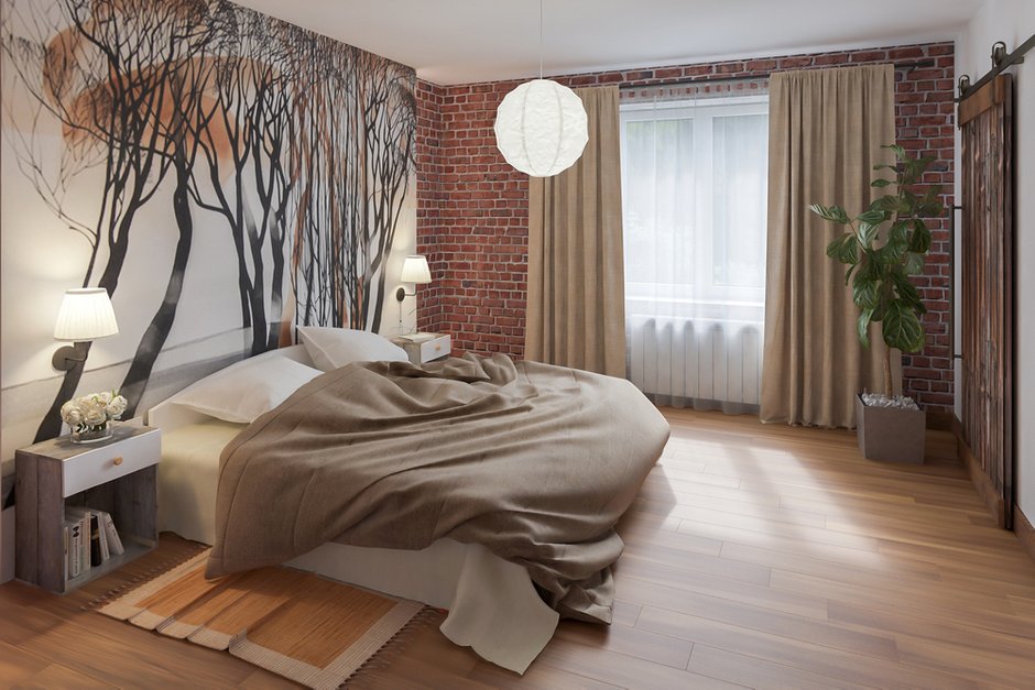 Фотография: Спальня в стиле Лофт, Современный, Дом, Проект недели, Дом и дача, Московская область, Кирпичный дом, Алеся Котова – фото на INMYROOM