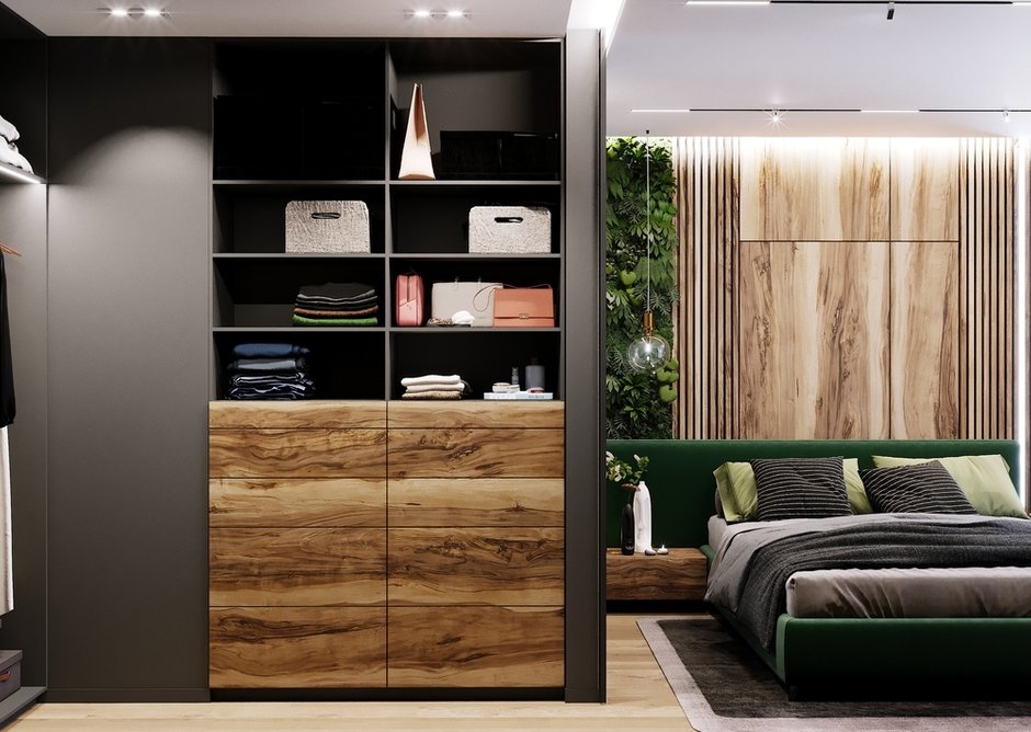 Фотография: Спальня в стиле Современный, Эко, Квартира, Проект недели, Санкт-Петербург, 3 комнаты, 60-90 метров, Монолитно-кирпичный, Студия 20:18 – фото на INMYROOM