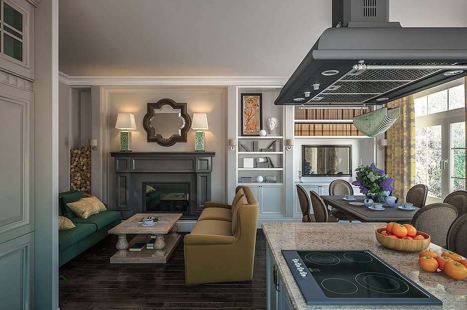 Фотография: Гостиная в стиле Прованс и Кантри, Классический, Проект недели, Дом и дача, Московская область, Таунхаус, Дмитрий Коротецкий, Виктория Коротецкая, Lab21Studio, дуплекс – фото на INMYROOM