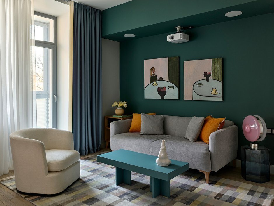 Фото: Гостиная в стиле Модерн, Эклектика, Квартира, Проект дня, Москва, Фрунзенская набережная, Сталинка, 3 комнаты, 60-90 метров, Анна Громова – фото на INMYROOM