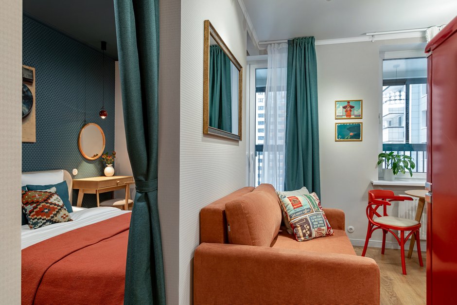 Фотография: в стиле , Малогабаритная квартира, Квартира, Студия, Проект дня, Москва, до 40 метров, малогабаритки, современный с элементами ретро, фото интерьера, дизайн интерьера фото, Светлана Немцова – фото на INMYROOM