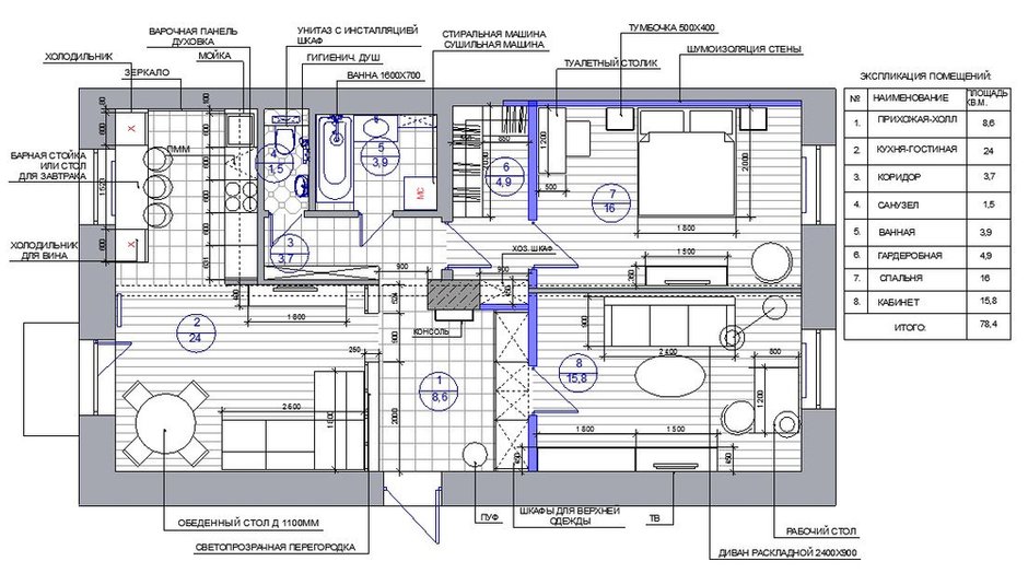 План с расстановкой мебели
