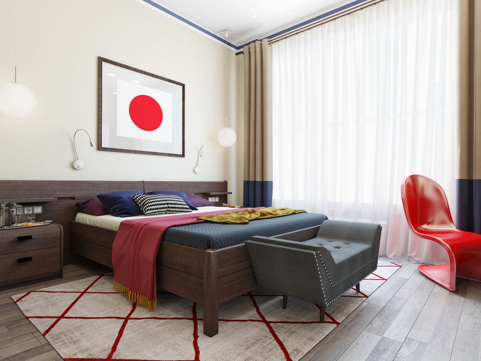 Фотография: Спальня в стиле Восточный, Современный, Квартира, Проект недели, Москва, 3 комнаты, 60-90 метров, Элина Мусина – фото на INMYROOM