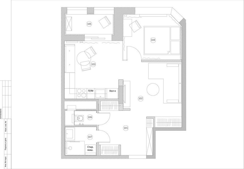 Фотография: Планировки в стиле , Современный, Квартира, Проект недели, Москва, 2 комнаты, 40-60 метров, D.A. Interior Design, Анна Коробко – фото на INMYROOM