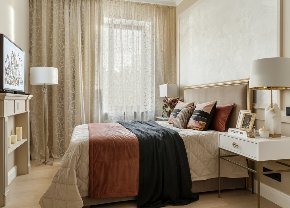 Фотография: Спальня в стиле Современный, Классический, Квартира, Проект недели, Москва, Наталья Преображенская, Сталинка, 2 комнаты, 40-60 метров, ПРЕМИЯ INMYROOM – фото на INMYROOM