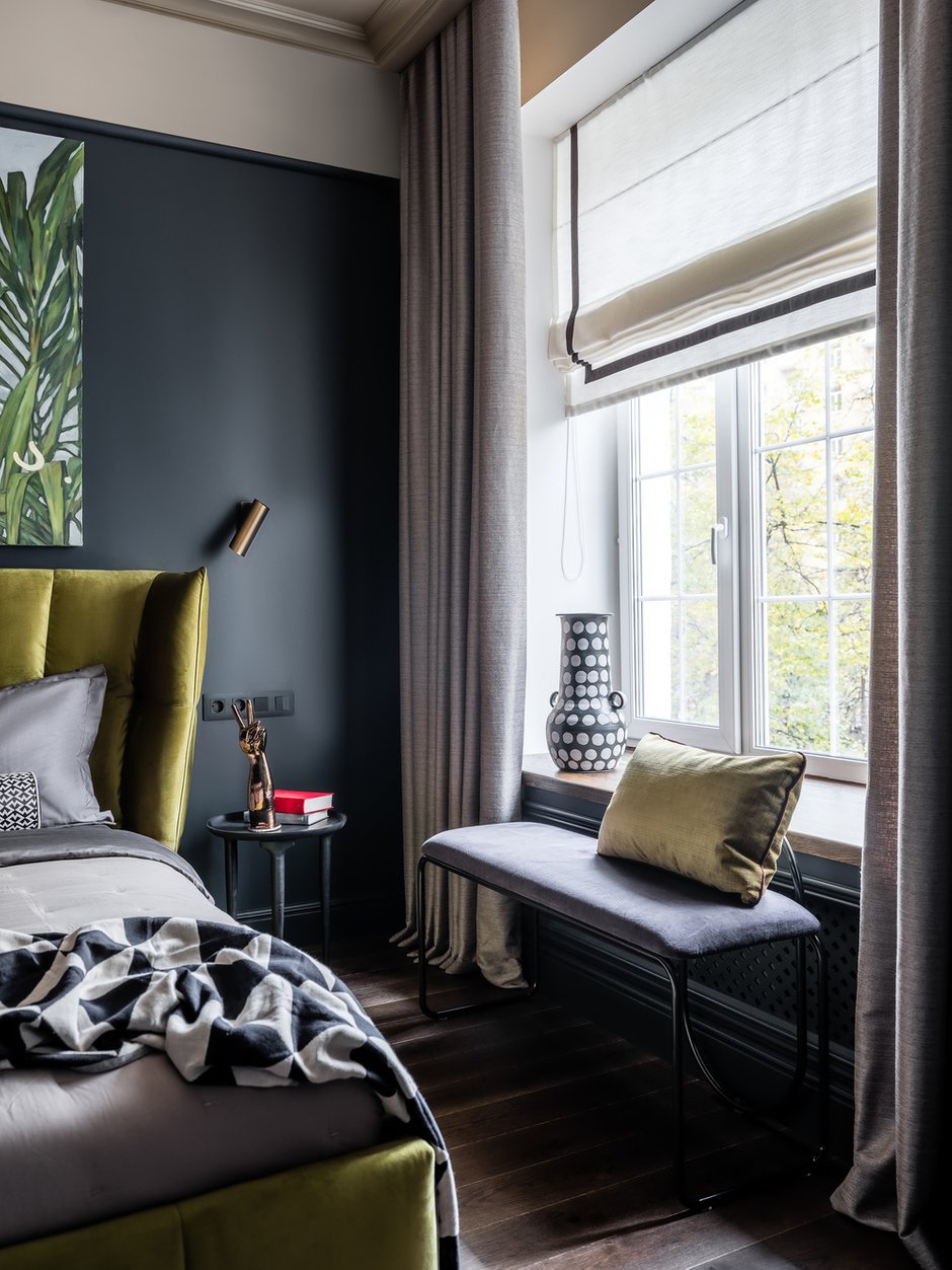 Фотография: Спальня в стиле Современный, Эклектика, Квартира, Проект недели, Москва, Сталинка, 2 комнаты, 60-90 метров, Анна Зуева – фото на INMYROOM