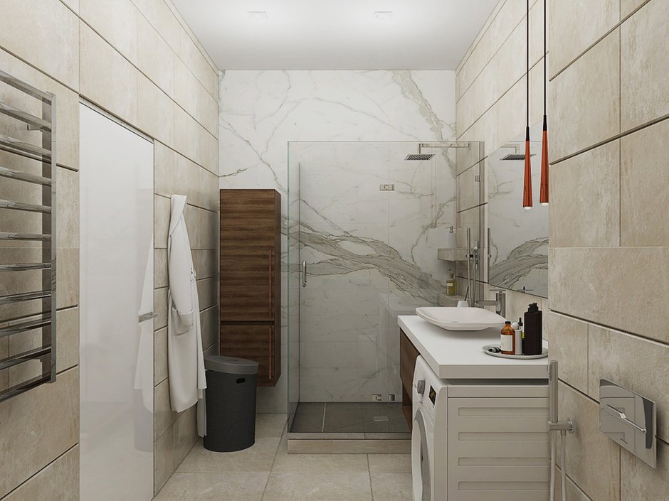 Фотография: Ванная в стиле Современный, Квартира, Проект недели, Евгения Ермолаева, EEDS, 2 комнаты, 60-90 метров, Монолитно-кирпичный, ЖК Квартал 9/18 – фото на INMYROOM