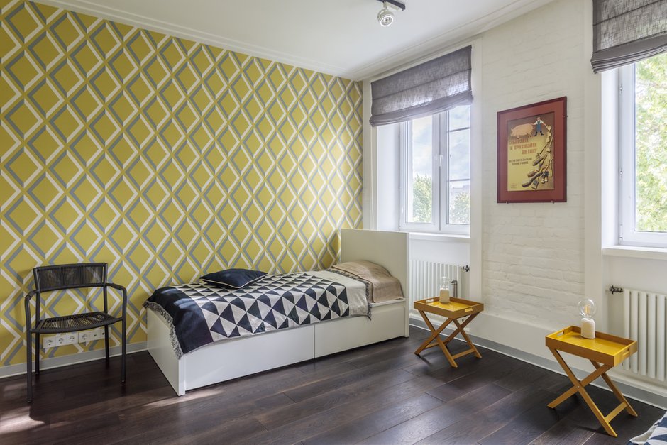 Фотография: Детская в стиле Скандинавский, Современный, Квартира, Проект недели, Москва, Михаил Новинский, Samsung, Кирпичный дом, 3 комнаты, Более 90 метров, интерьерный телевизор, the serif – фото на INMYROOM