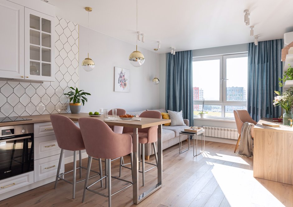 Фотография: Кухня и столовая в стиле Современный, Квартира, Проект дня, Москва, Татьяна Иванова, 2 комнаты, 40-60 метров – фото на INMYROOM