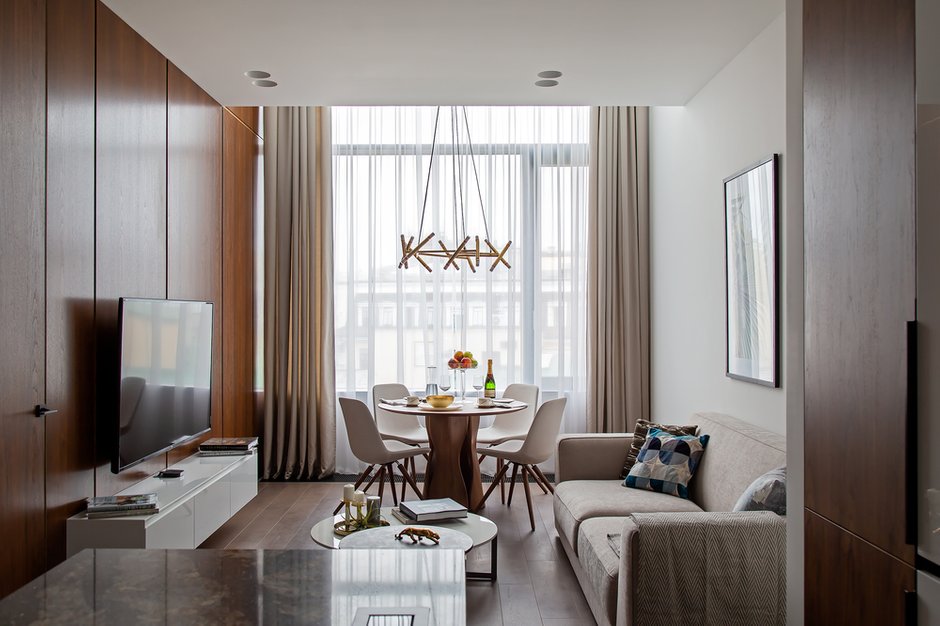 Фотография: Гостиная в стиле Минимализм, Квартира, Проект недели, Москва, Филипп Киценко, 3 комнаты, Более 90 метров, ПРЕМИЯ INMYROOM – фото на INMYROOM