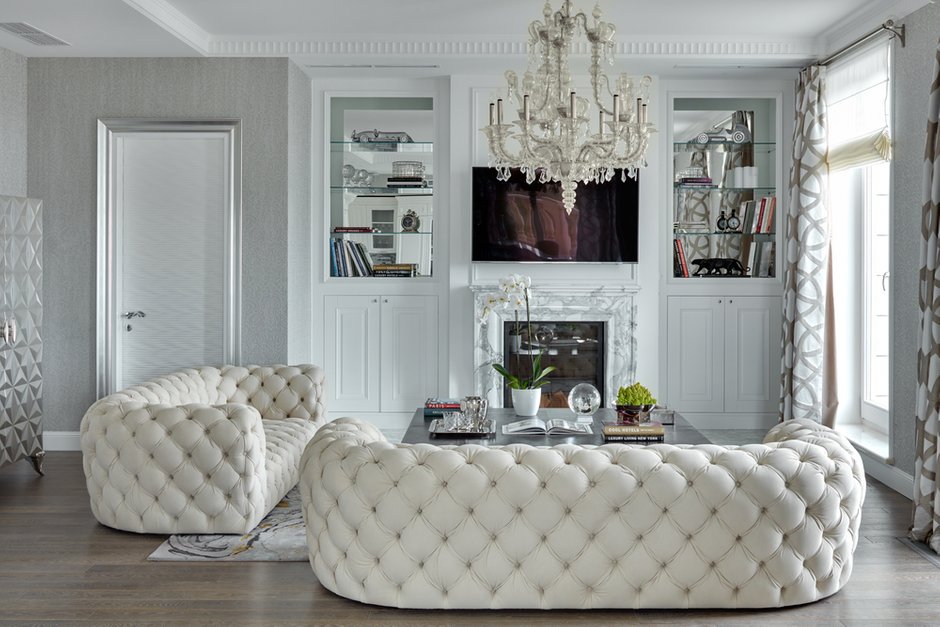 Фотография: Гостиная в стиле Классический, Современный, Проект недели, Пентхаус, Минск, Монолитный дом, 2 комнаты, Более 90 метров, #эксклюзивныепроекты, «Бахарев и партнеры» – фото на INMYROOM