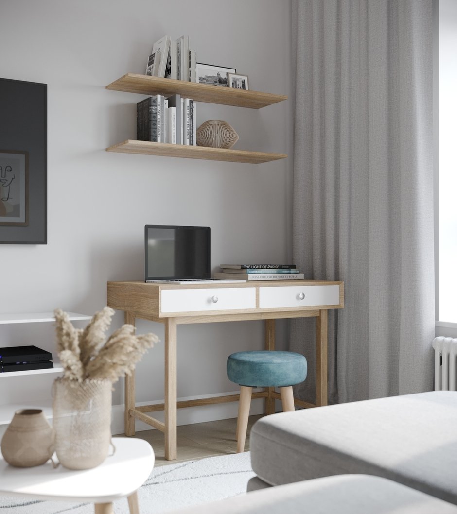 Фотография: Гостиная в стиле Современный, Скандинавский, Квартира, Проект недели, Москва, 3 комнаты, 40-60 метров, 60-90 метров, Мария Пузанова – фото на INMYROOM