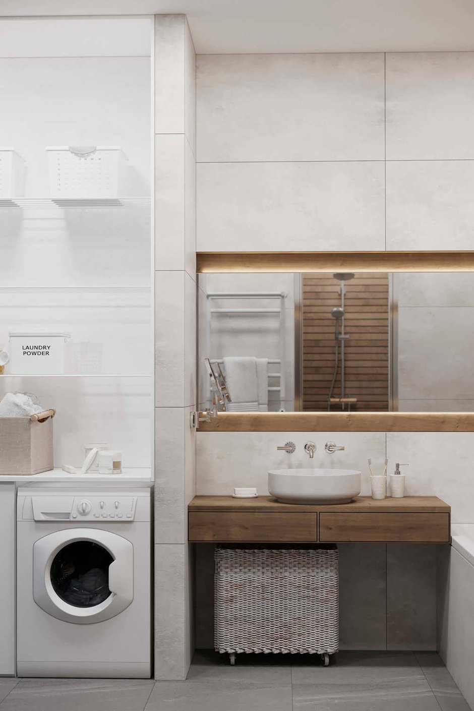 Фотография: Ванная в стиле Минимализм, Квартира, Проект недели, Geometrium, Более 90 метров, Kronospan – фото на INMYROOM