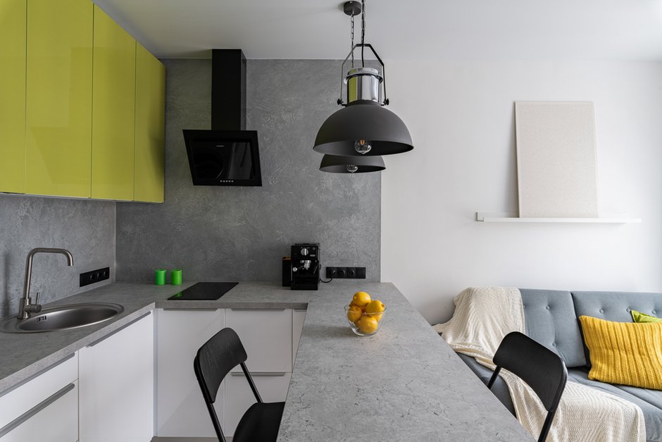 Фотография: Кухня и столовая в стиле Современный, Квартира, Минимализм, Проект недели, Балашиха, 1 комната, 40-60 метров, Марина Гри – фото на INMYROOM