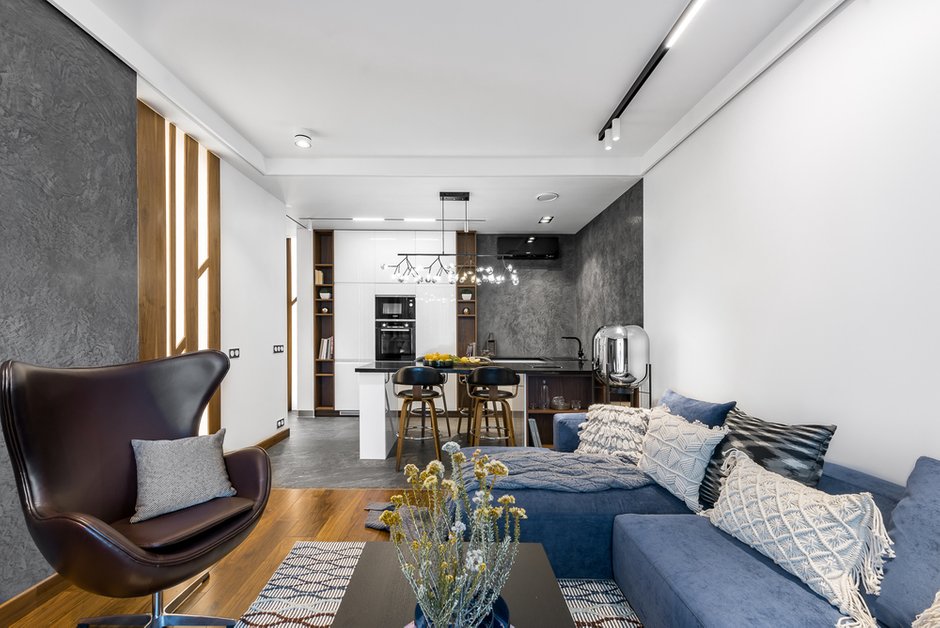 Фотография: Гостиная в стиле Современный, Квартира, Проект недели, сценарии освещения, современные сценарии освещения, 40-60 метров, ЖК «Долина Сетунь», Ya Interiors – фото на INMYROOM