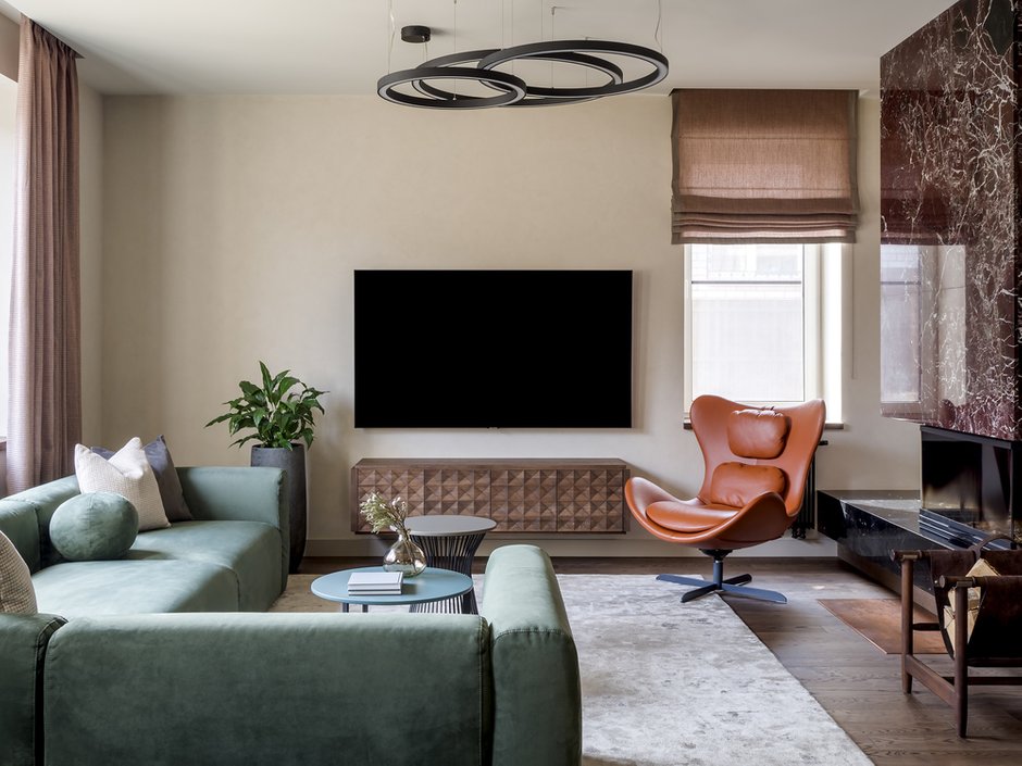 Фотография: Гостиная в стиле Современный, Дом, Проект недели, Дом и дача, Нижний Новгород, 4 и больше, Более 90 метров, Елена Тринитатская – фото на INMYROOM