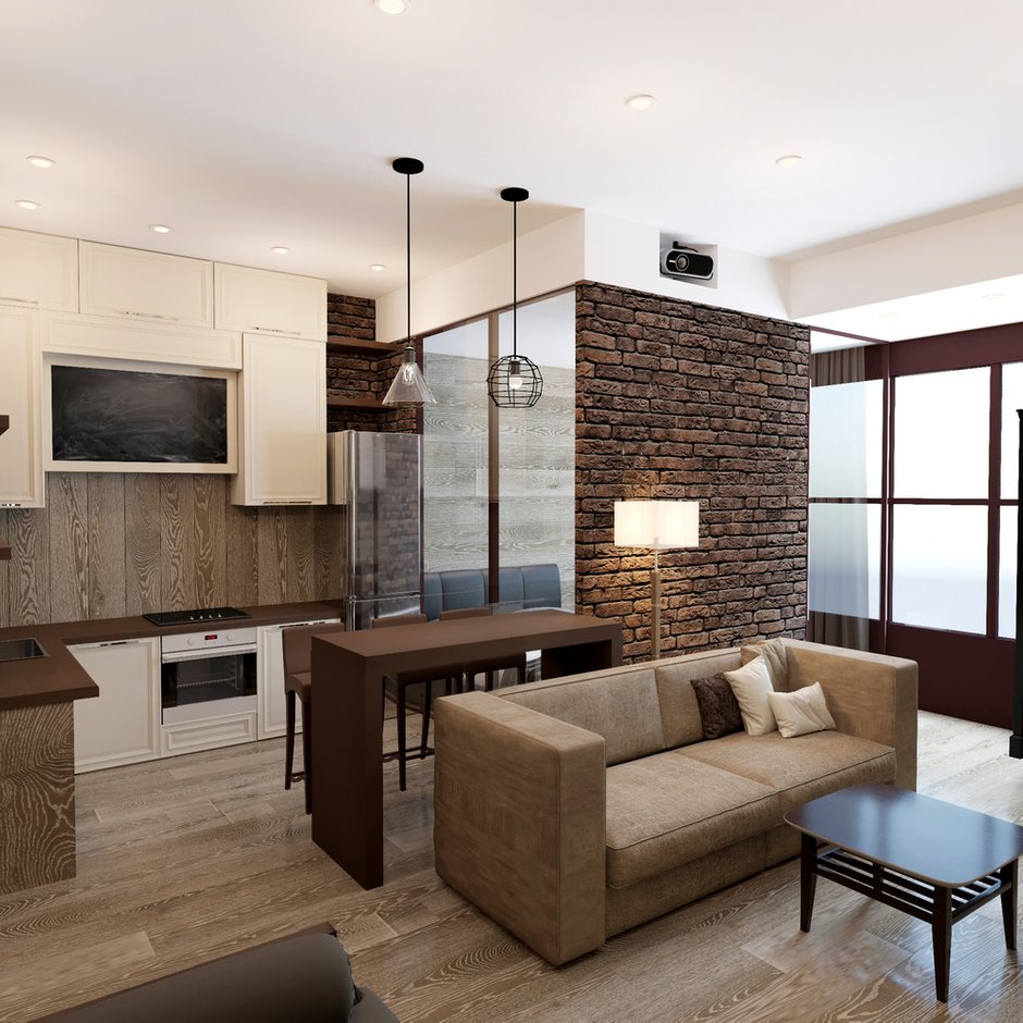 Фотография: Кухня и столовая в стиле Лофт, Квартира, Проект недели, Москва, Викторина Смельницкая, Монолитный дом, 1 комната, 40-60 метров – фото на INMYROOM